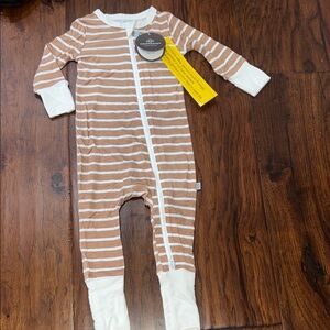 Cozy Striped Tan and White Kids Footie